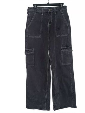 Hollister Black Cargo Pants with Patch Pockets